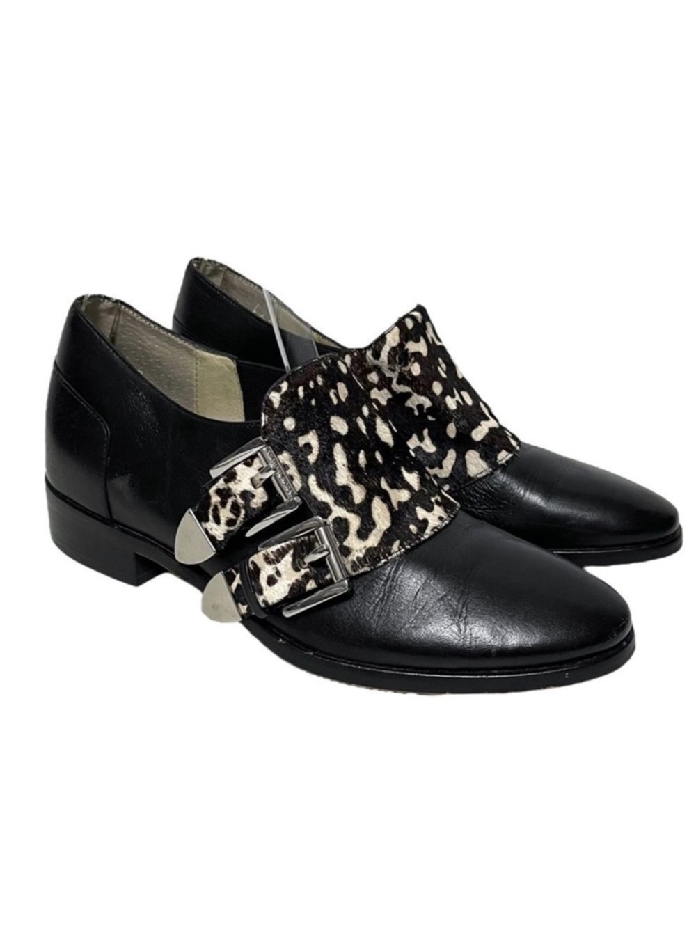 MICHAEL KORS Leather Animal Print Calf Hair Buckle Loafers
7